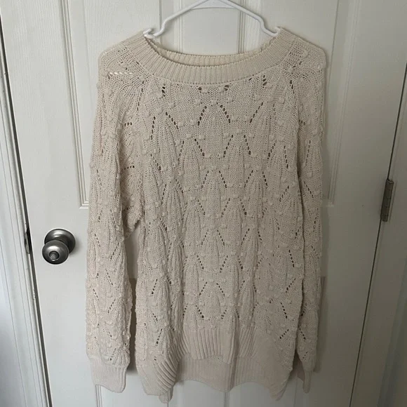 NWT Francesca’s Collection - Cream Elodie Cable Knit Pullover Sweater - Picture 2 of 4
